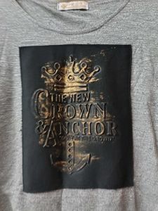 Grey Crown &amp; Anchor Graphic T-Shirt