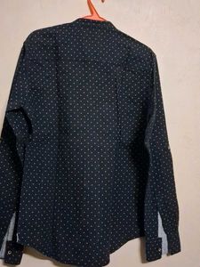black polka print cotton mens shirt