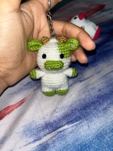 Crochet Handmade Amigurumi Cow Keychain