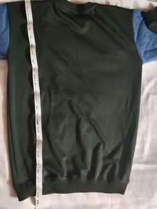 green+Denim patchwork,studded , ripped design long