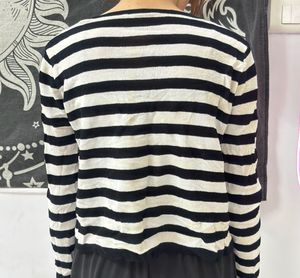 Chic Striped Knit Cardigan Set