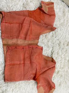 Beautiful Orange Saree with Blouse Piece