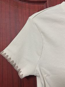 Cream Textured Cropped Top