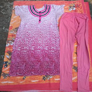 Pink Kurti & Leggings Set