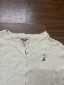 WHO.A.U Korean Ribbed Bear Embroidered Cropped Car