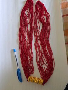 Red Beaded Necklace with Gold Accent