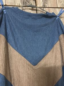 Blue &amp; Tan Chevron Two-Piece Set