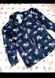 Boy's Blue Floral Print Shirt