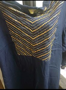 Navy Blue Embroidered Kurta
