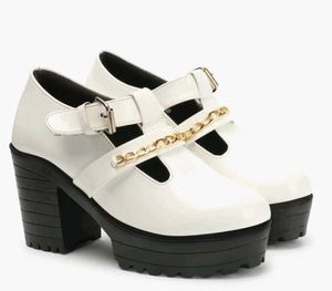 STRASSE PARIS White Chunky Block Heels | Trendy