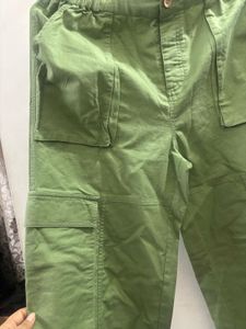 The Souled Store Green Linen Blend Cargo Pants
