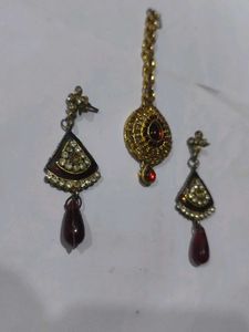 Indian Bridal Maang Tikka & Earring Set