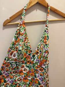 Floral Halter Neck Mini Dress