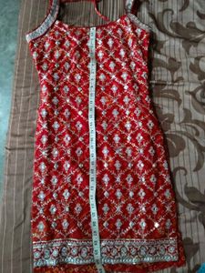 Designer Embellished Red Lehenga Choli