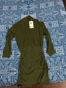 Chic Ribbed Turtleneck Mini Dress