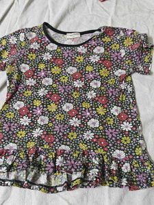 Floral Print Ruffle Hem Top