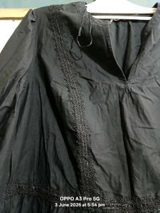 Black Embroidered Bayside Ladder Trim Dress