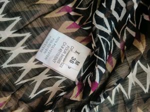 Sheer Geometric Print Button-Up Shirt