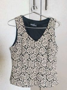Floral Sleeveless Vest For Blazer Or Top