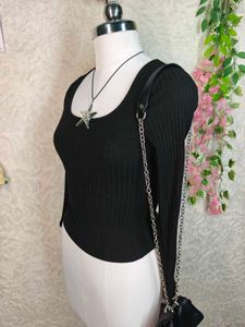 Ribbed Black Long Sleeve Top