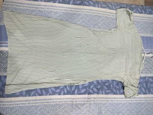 Striped V-Neck Button-Front Dress