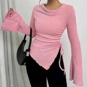 Y2K Pink Baddie Bell Sleeve Top