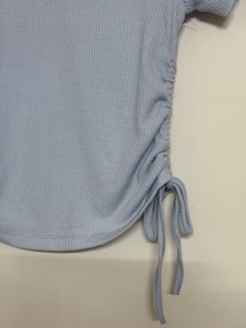 Light Blue Ruched Henley Top