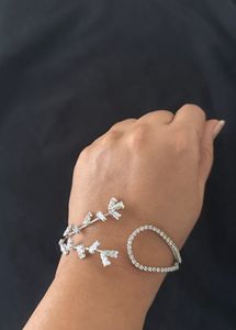 Sparkling Leaf & Drop Bangle Bracelet