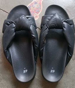 H&M black Bow Ladies Mules Sliders(40)