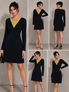 Chic Black Colorblock Mini Dress | Made in Korea