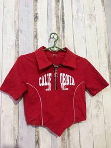 Red California Graphic Crop Top