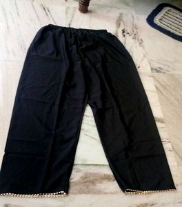 Black Palazzo Pants with golden hem