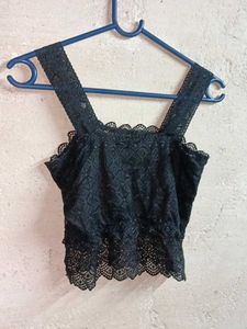 Girl's Lace Crop Top Black 🖤