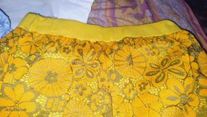 Yellow Floral Lace A-Line Skirt