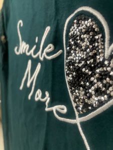 Green Crewneck "Smile More" Sweatshirt