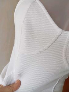 Ribbed White Bustier Tank Top