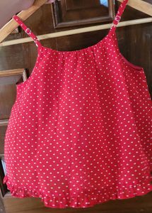 Cute Red Polka Dot Top with Flowers