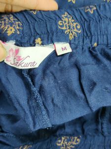 Navy Blue Palazzo with Gold Print