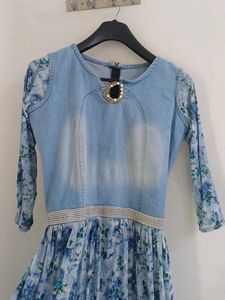 Denim Floral Maxi Dress