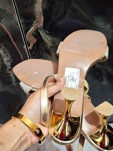 Sparkling Gold Block Heels