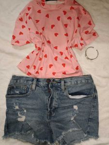 Fitted Heart Top +crop Jean +one Accessories