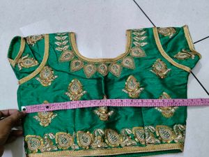 Embellished Green Silk Blouse