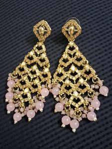 vintage aesthetic Elegant Pink Stone  Earring