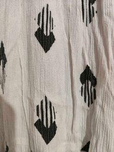 White Ethnic Printed Tiered Dress