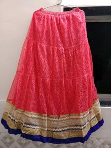 Vibrant Pink Embroidered Ethnic Skirt