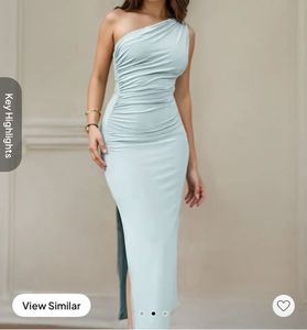Light Green One shoulder Ruched Dress