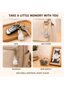 Cute Cat fur Keychain with Keepsake Chamber