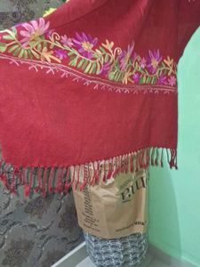 Maroon Embroidered Shawl ♥️