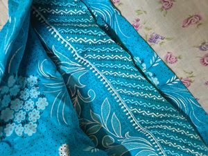Beautiful Blue Floral Print Saree