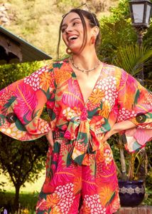 Vibrant Tropical Print Jumpsuit